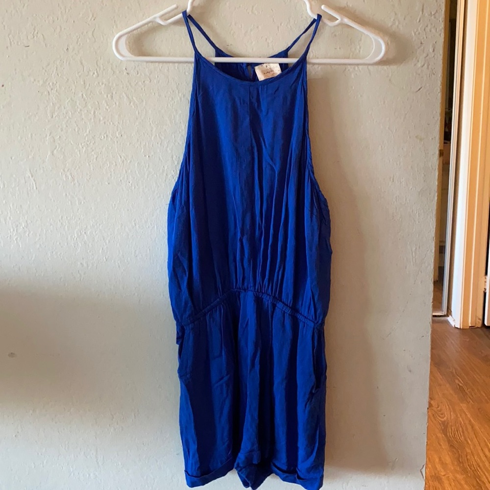 LF Navy Blue Open Back Romper